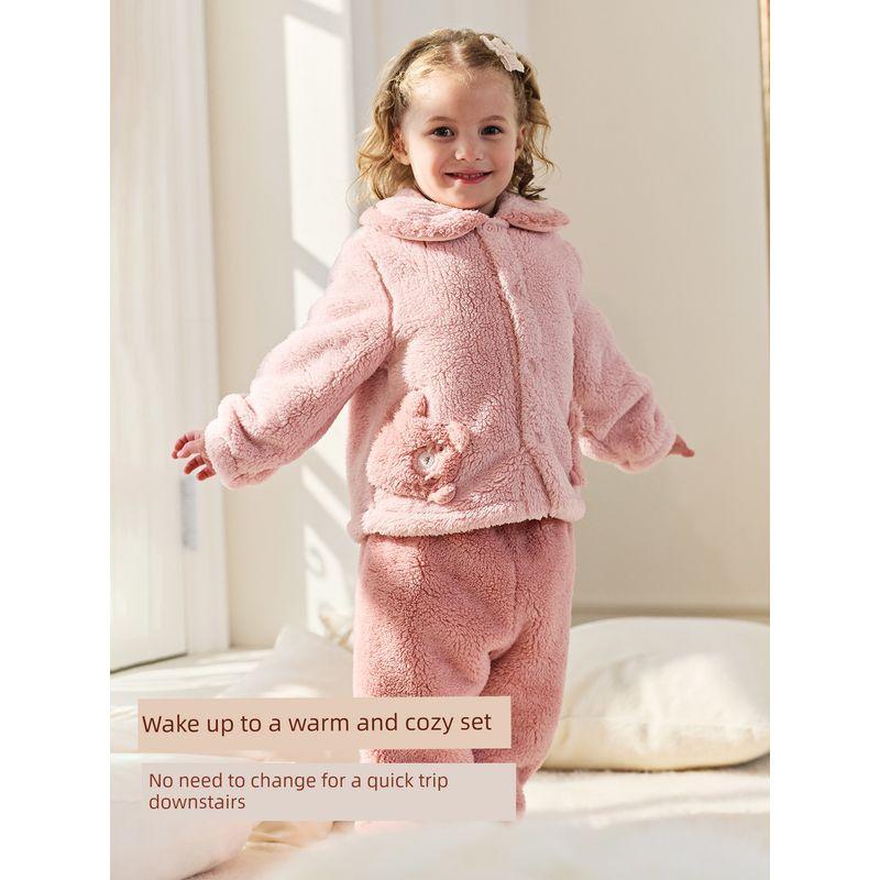 David Bella Boys' Home Wear Set 2026 Winter New Girls' Pajamas Children's Thickened Home Wear Class a