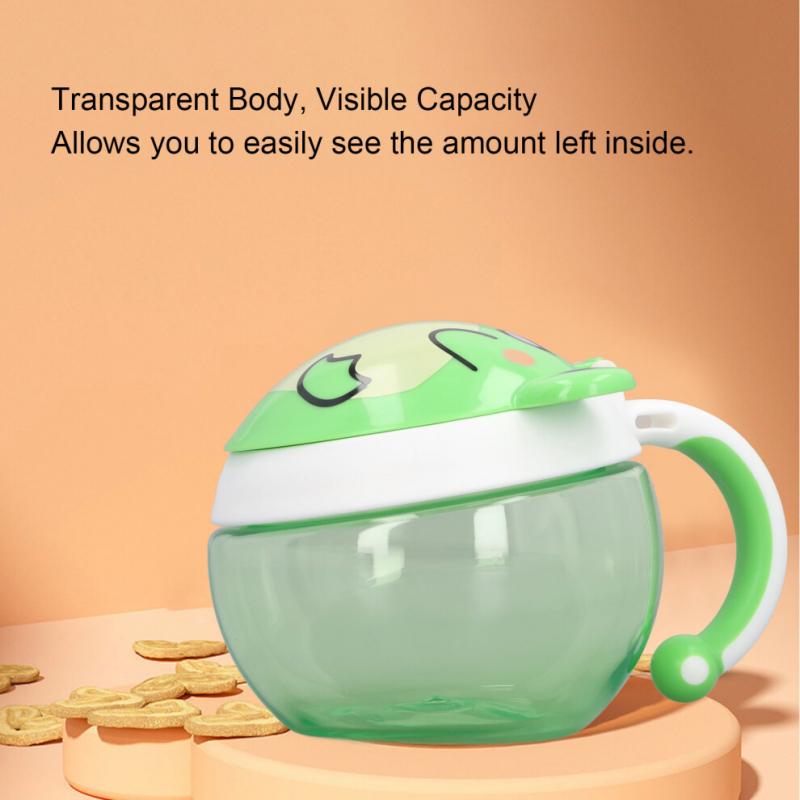 Baby Snack Container Animal Shape No Spill Impact Resistance Safe Tritan Toddler Snack Cup for Outdoor Travel Frog