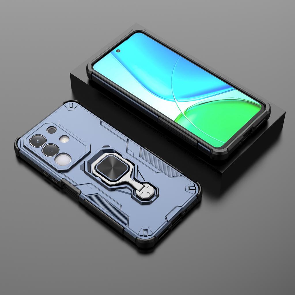 For vivo Y29 4G/T4x 5G Case Rotatable Ring Kickstand PC + TPU Shockproof Phone Cover