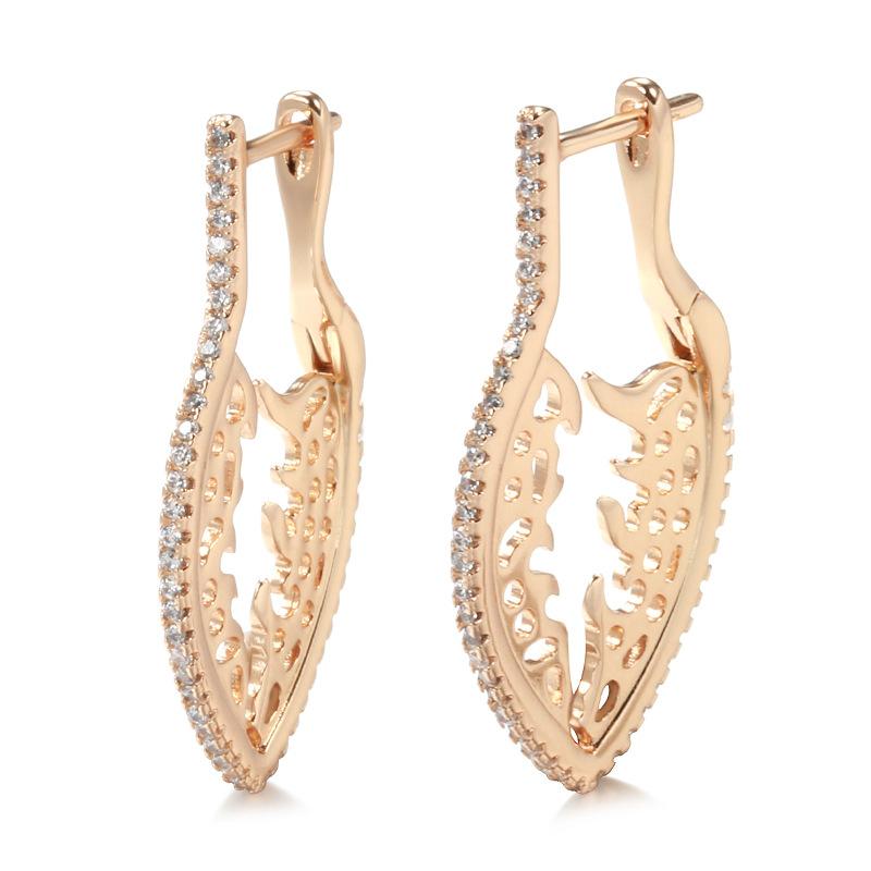 SIMJOO Fashion Vintage Zircon Earrings with Hollow Out Design and Geometry Earrings