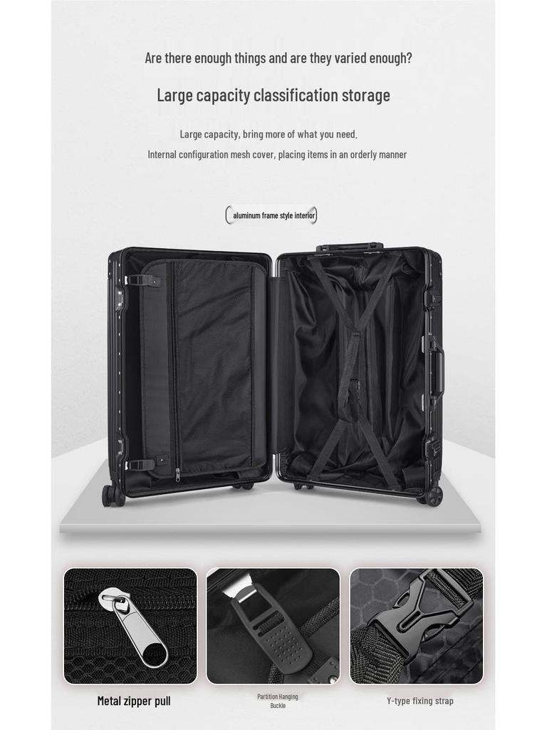 Aluminum Frame Luggage with Universal Wheels: 20", 24", 26" & 28" Carry-On Options for Students & Travelers