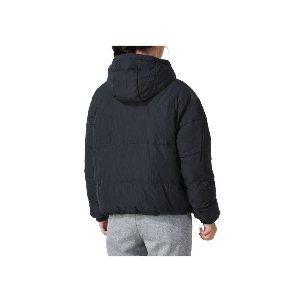 Skechers Colorful Casual Series Solid Logo Zip-Up Hooded Reversible Down Jacket Women outerwear Carbon-Black L422W098-0018
