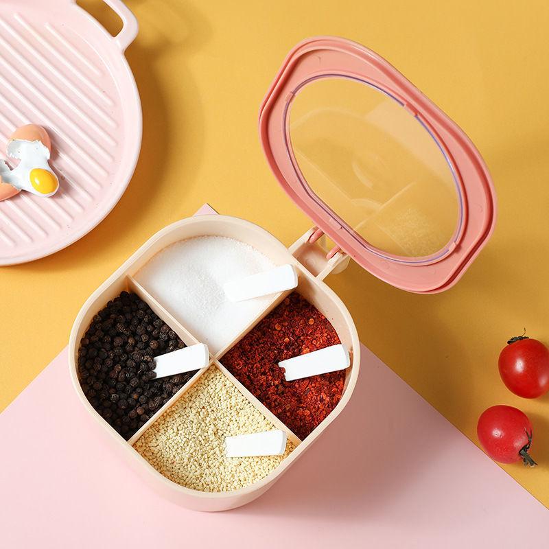 4-Compartment Seasoning Jar Set with Lid and Spoon