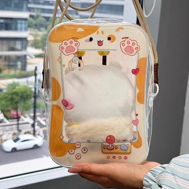 Original Animal Transparent PVC Doll Storage Bags for 13 20cm Plush Doll Kawaii Claw Machine Shaped Storage Bag with Lanyard New