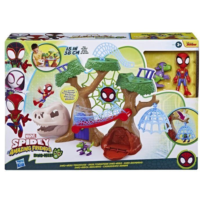 Spidey Coffret Dino-Webs base forestière, Figurines de super-héros et accessoires, dès 3 Ans, Spidey et Ses Ami