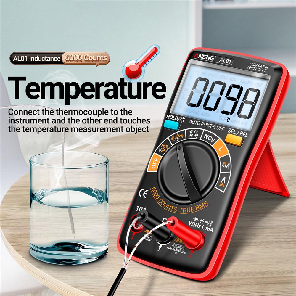 AL01L Inductance Digital Multimeters True RMS NCV Handheld 6000 Counts Tester AC/DC Votage Current Resistance Ohm Tool