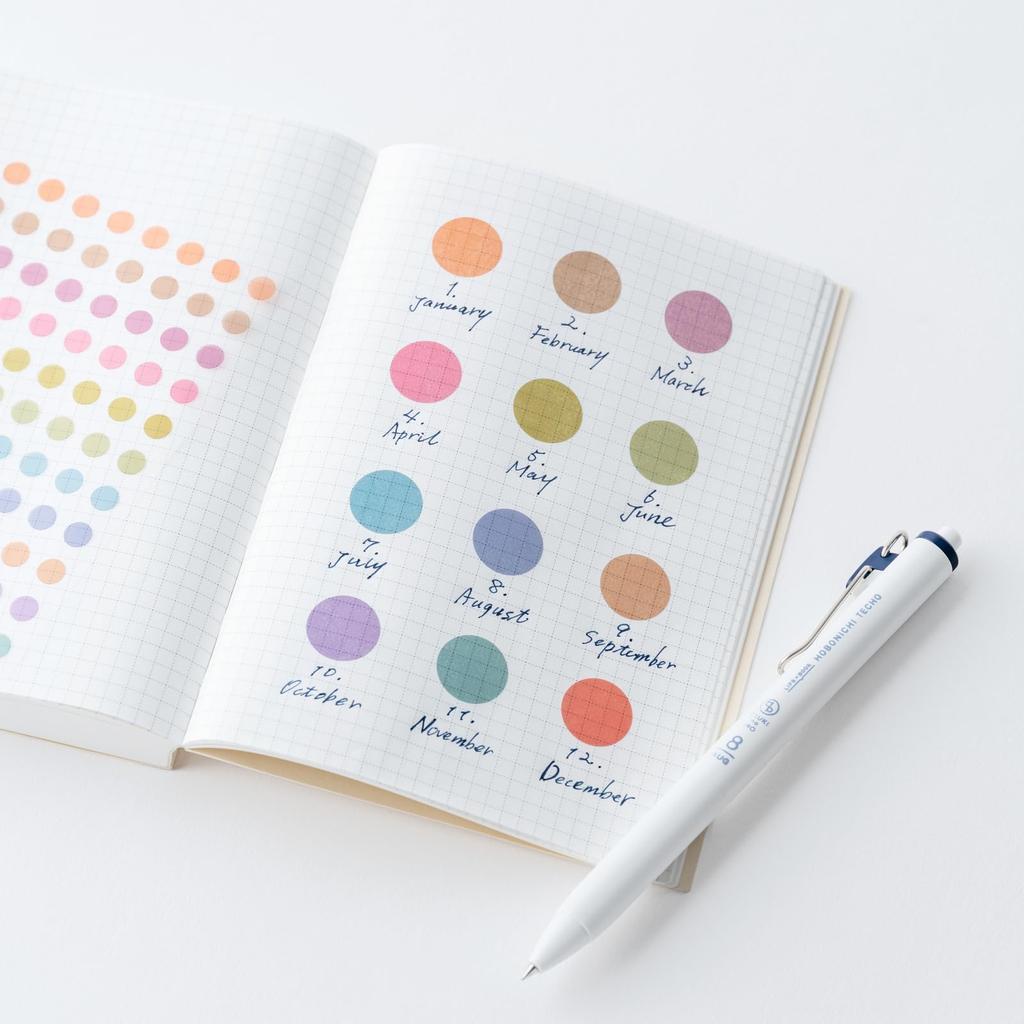 Hobonichi Techo TSUKI No Round Stickers Planner Accessories IRO/See-through (15mm)