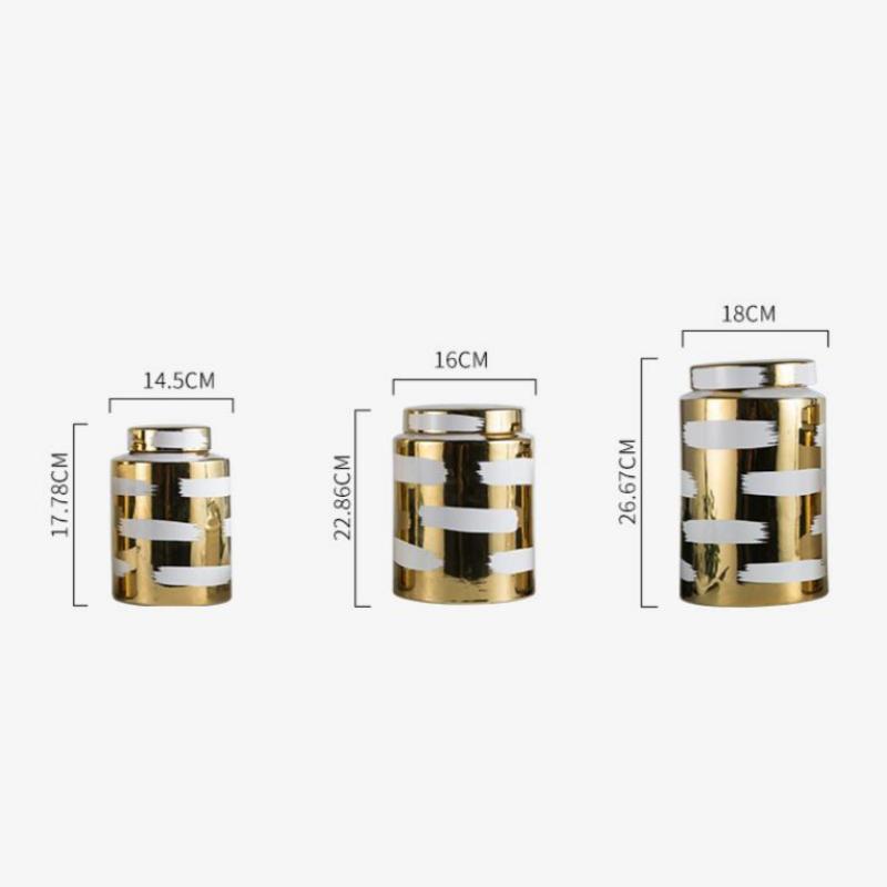 Golden Ceramic Vase Porcelain General's Jar Storage Container Storage Tank Flower Vase Handmade Home Decoration Accessories