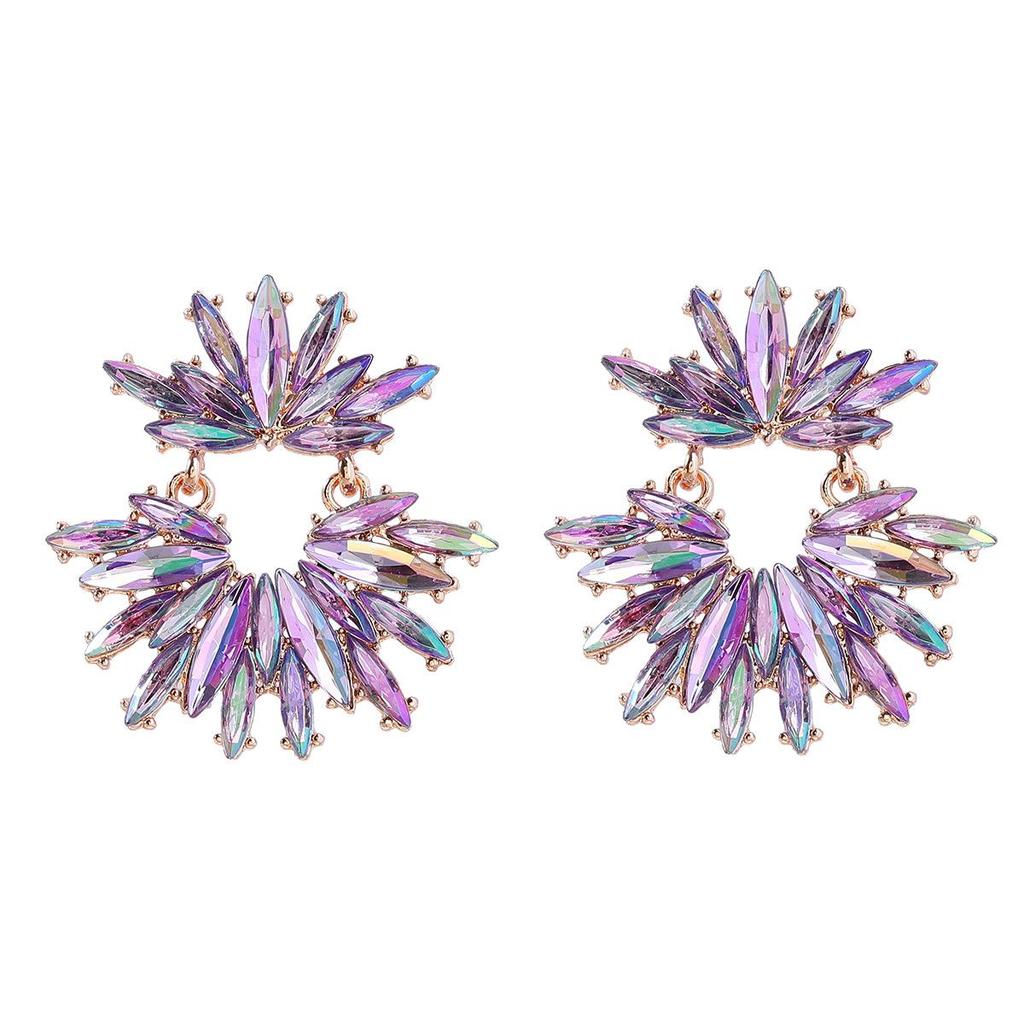 Pinkdudu Multi-Layer Flower Party Exaggerated Earrings Trendy Elegant Alloy Crystal Stud Earrings Office Lady PD2237