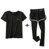 South korea Stretch Women's Sports Shorts Running Plus size Casual Fitness Yoga Suit Quick-Drying Fake Two-Piece Tight Trousers