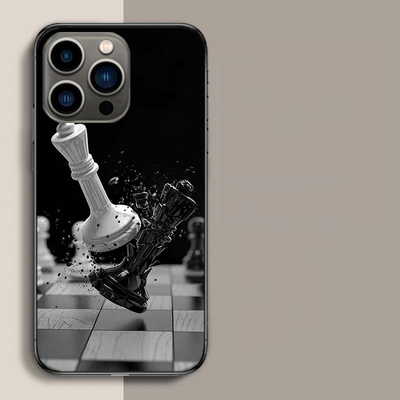 Schachkönig Königin Turm Handyhülle Für Apple Iphone 16E 16 17 Pro Max Air 15 Pro 14 Plus 12 13 Mini Hülle Niedliche Fundas Sili