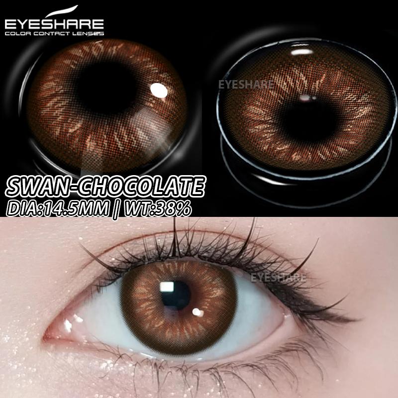 Eyeshare 1 Pair of Stylish Color Contact Lenses Bright Blue Soft Lenses Green Contact Lenses Annual Brown Glasses Lenses Gray Beauty Contact Lenses