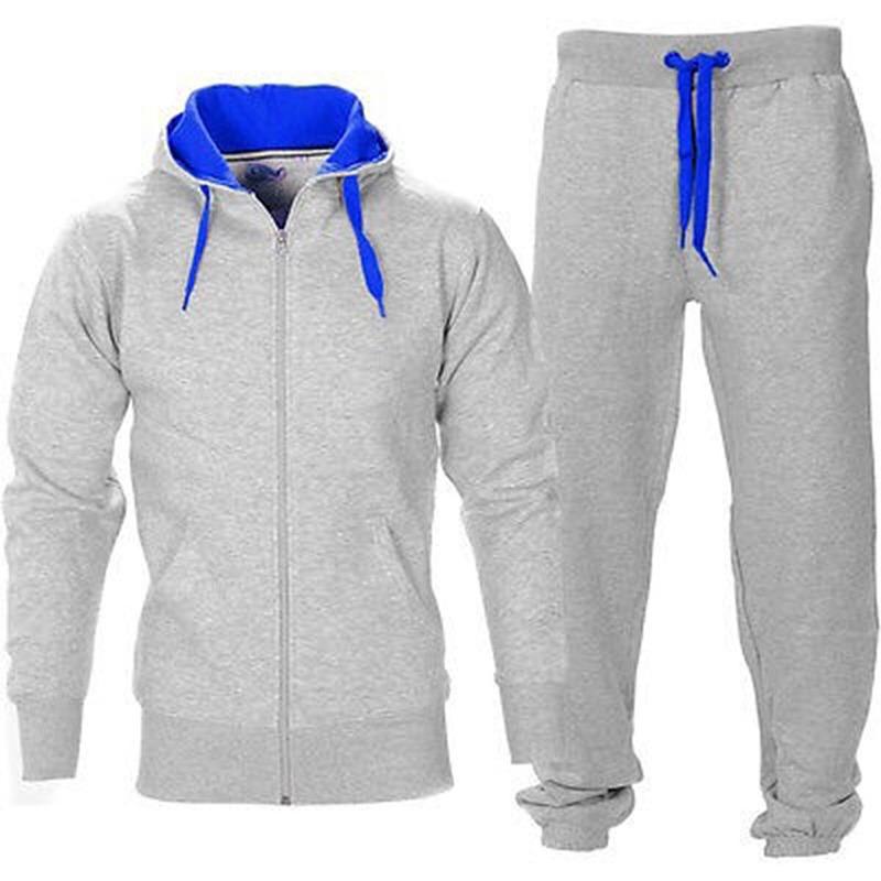 Fashion Clothes Mens Full Zipper Hoodie Sweatpants Set Casual 2 Pieces Tracksuits Fashion Running Sweat Suits