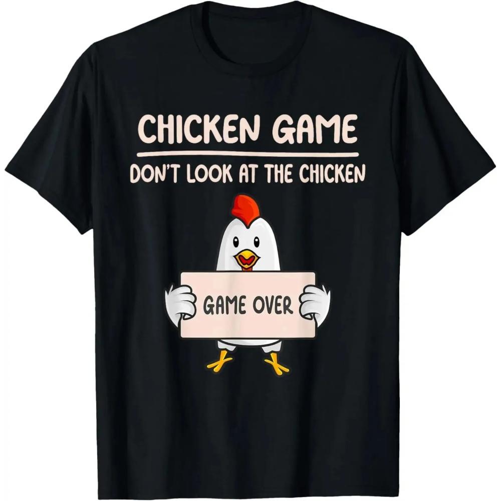 Hahnenspiel Schau den Hahn nicht an Lustiges Hühner-T-Shirt Individuell Bedrucktes Grafik-T-Shirt Herrenbekleidung Ropa