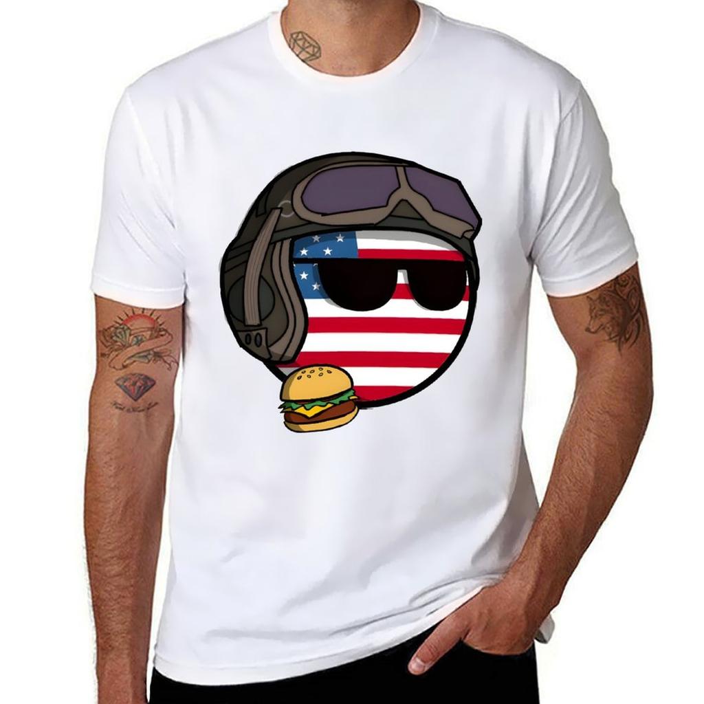Usaball And Hamberger Tshirt Modern Print Casual Tshirt