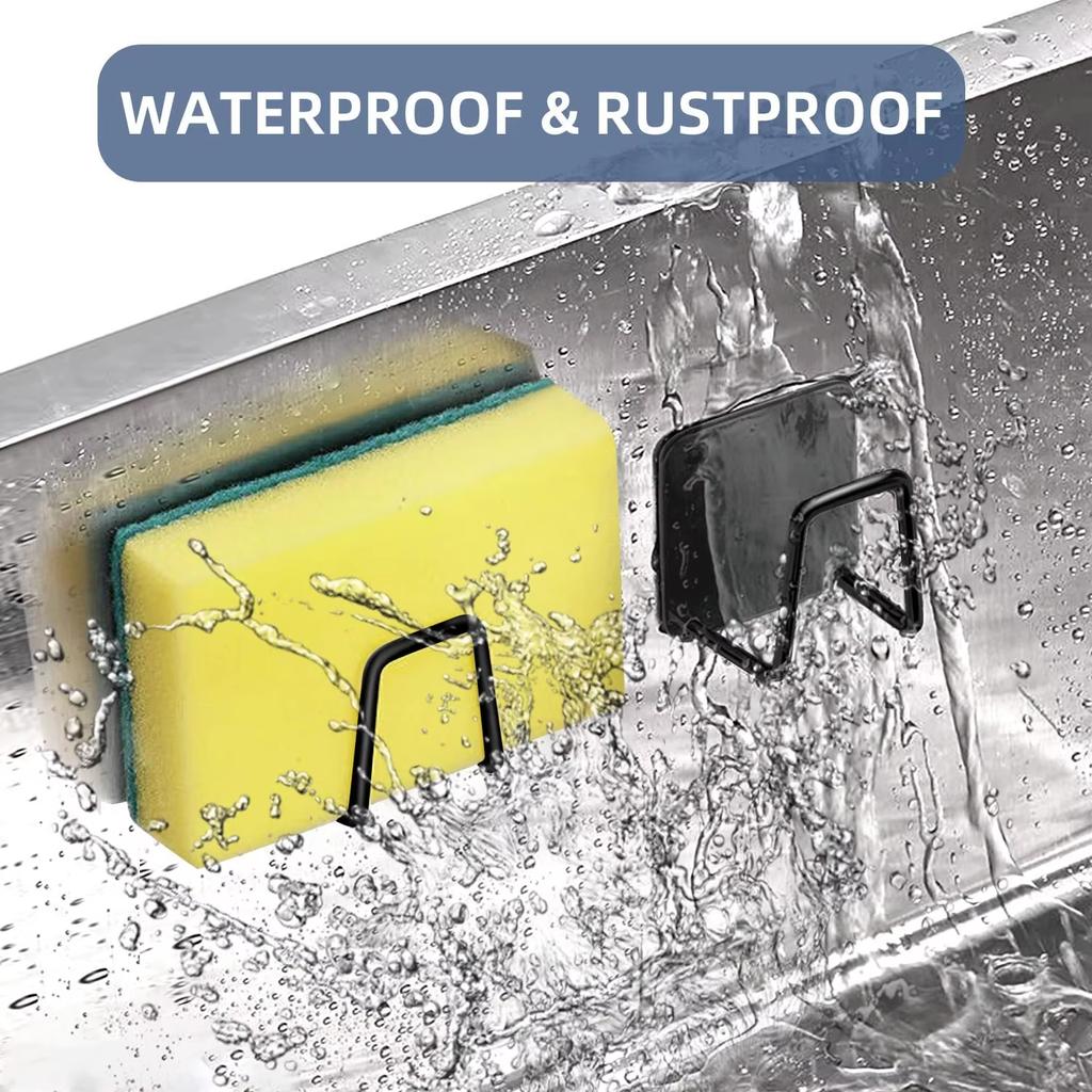 Suport Bureți de Bucătărie Autoadeziv, Raft de Uscare cu Drenaj pentru Bureți de Chiuvetă, Suport de Depozitare din Oțel Inoxidabil, Organizator Accesorii Bucătărie