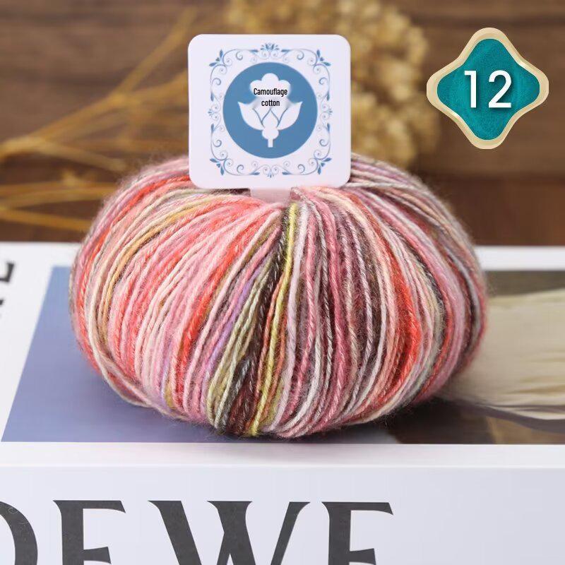 Bawełniana przędza z nadrukiem kamuflażowym w różnych kolorach, do dziergania ręcznego