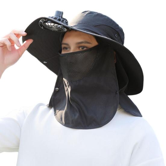 Solar Fan Hat with Face Guard Neck Flap UPF 50+ UV Protection