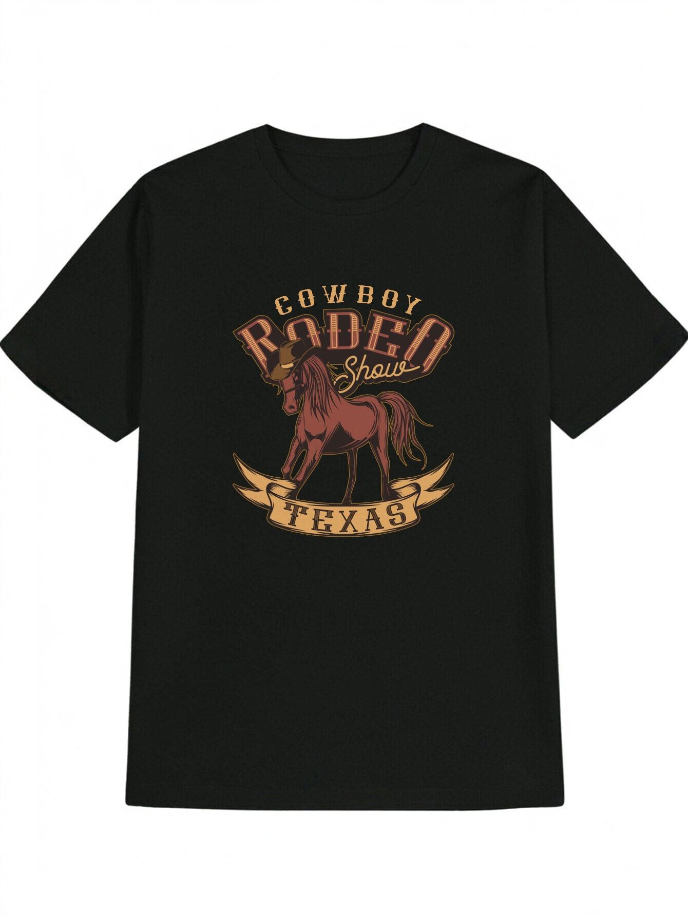 Casual Graphic T-shirt - Western Cowboy Rodeo Show Texas Print XXL