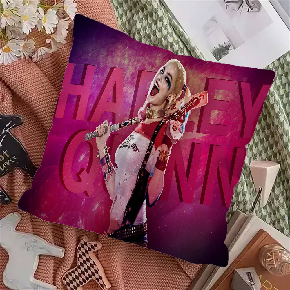 H-Harley Q-Quinn Anime Office Cushion Pillowcase Car Cushion Cover45X45CM Lumbar Pillowcase Sofa Pillowcover