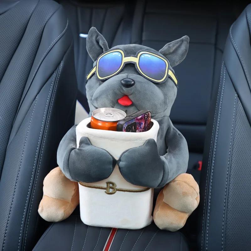 Cute Car Tissue Box Creative Cartoon Car Armrest Box Garbage Can Tissue Bag Multi-functional Auto Interior Storage Decoration