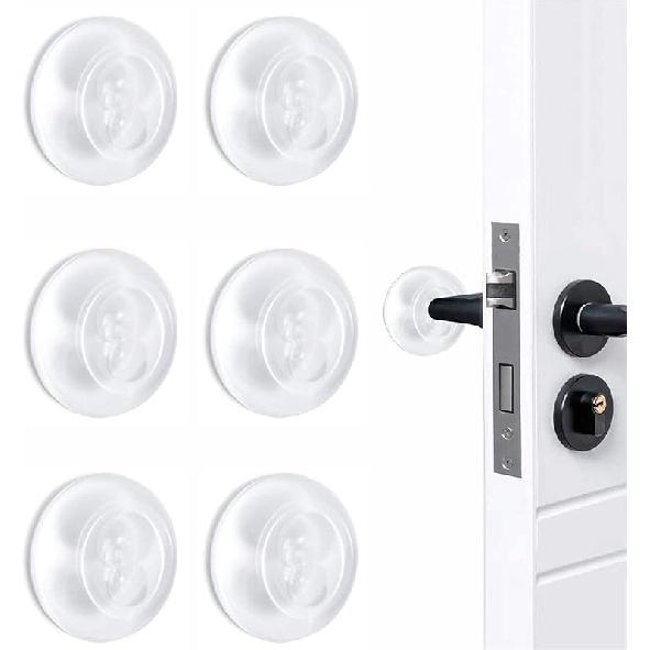 Door Stopper Wall Protector, Adhesive Bumper Protector, Reble Rubber Door Stops from Door Knobs, Shock Absorbent Wall Shield for Door Handle (Clear-4