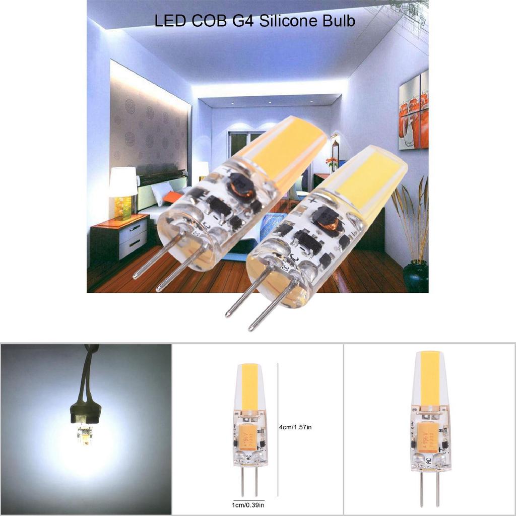 10Pcs ACCelsiusDC12-24V G4 COB LED Light Bulbs NOn Dimmable Silicone Lamp Fixtures (Warm White)