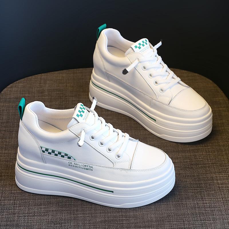 Inner Height Increase White Shoes Women's Spring New Platform Single Shoes Muffin Versatile Sports and Leisure Women's Shoes