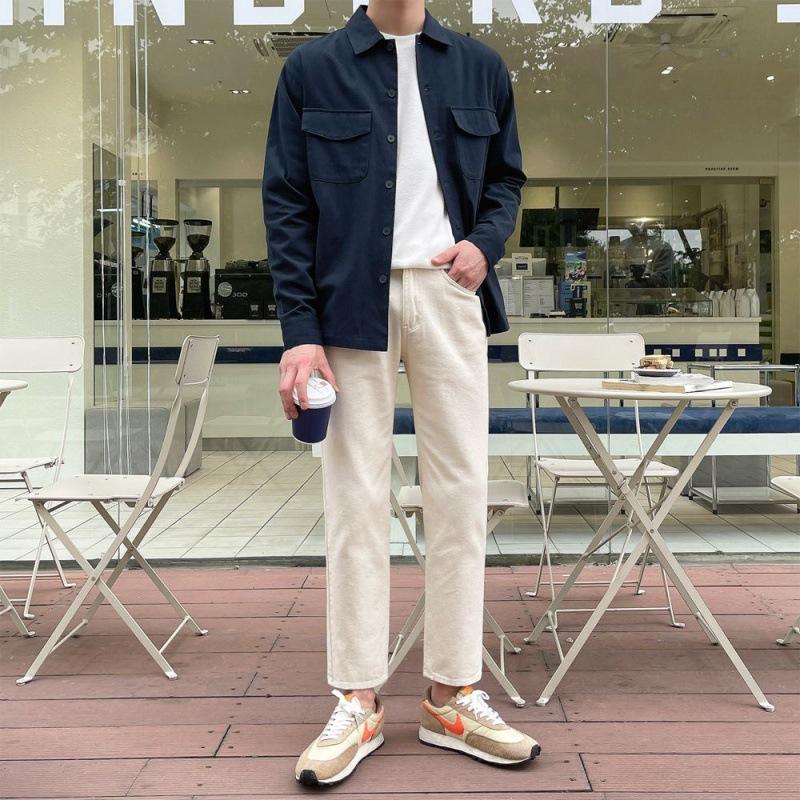 Simple Work Jacket Men's Autumn New Korean Style Loose Niche Design Long-sleeved Shirt Jacket