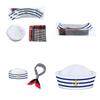 Fashion Navy Sailor Hat with Neckerchief Set Delicate Girls Woman Hat Uniform Roll Up Brim Hat Ladies for Carnivals