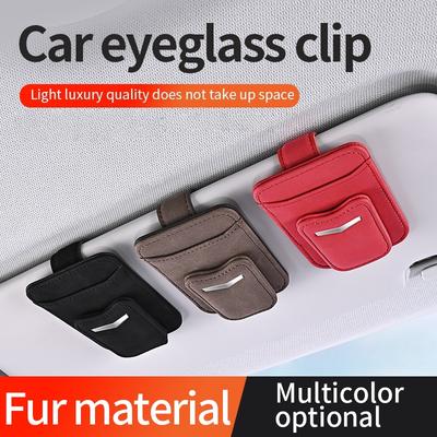 Car Sunglasses Holder Sun Suede Microfiber Glasses Clip Eyeglasses Hanger Portable Ticket Card Clip Car Accessories