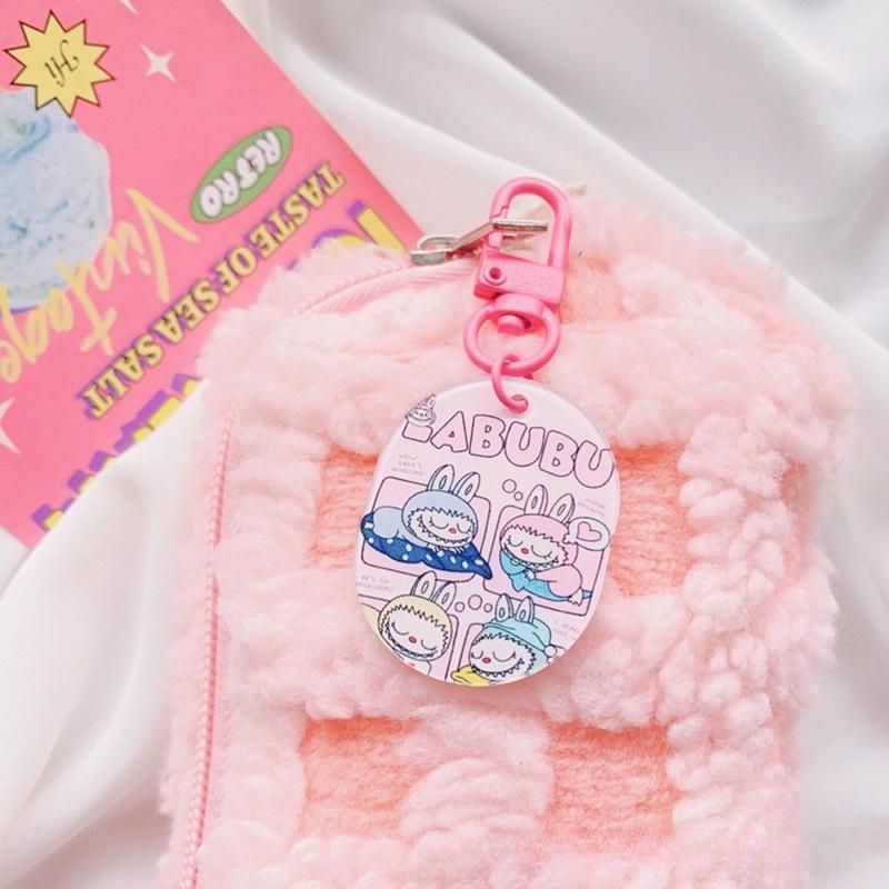 

1Pc Cartoon Keychain Creative Cute Pendant Oraments Backpack Hanging Decoration Mirror Keychain розовый