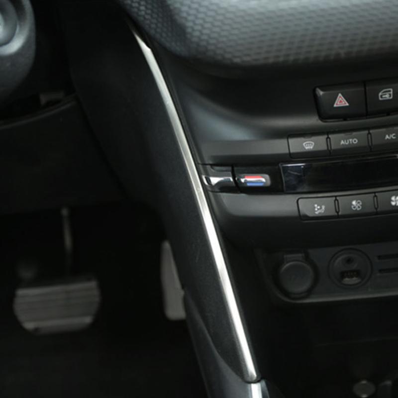 For Peugeot 2008 2014 2015 2016 2017 2018  Control Center Stainless Steel Cladding Side Sequins Trim Car Accessories