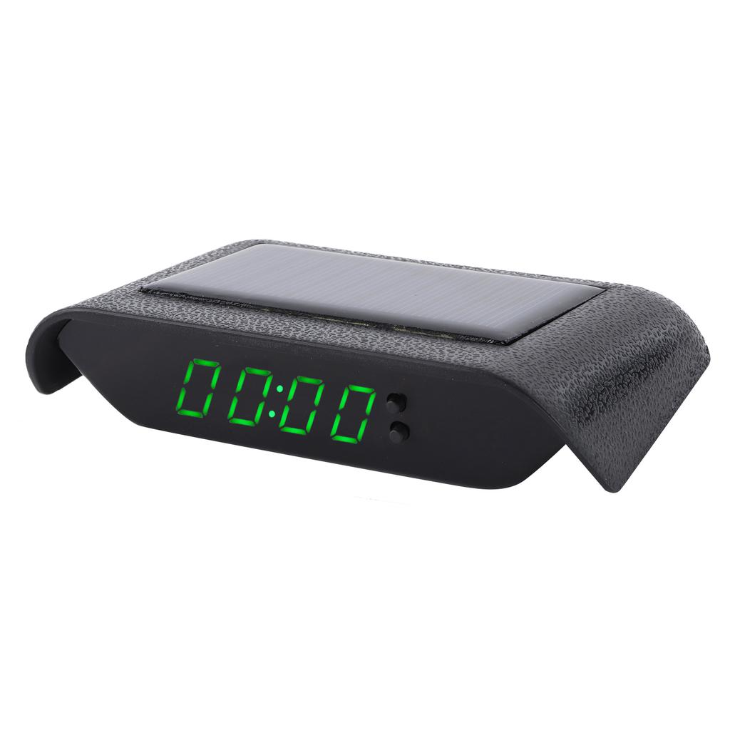 Car Digital Clock Auto Truck Solar Powered Time Date Temperature LCD Display Wiring FreeGreen Light