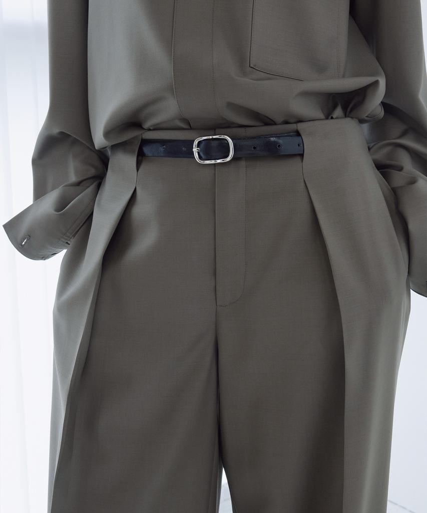 UMARMUNG Worsted Wool Tucked Pants_Peat Gray
