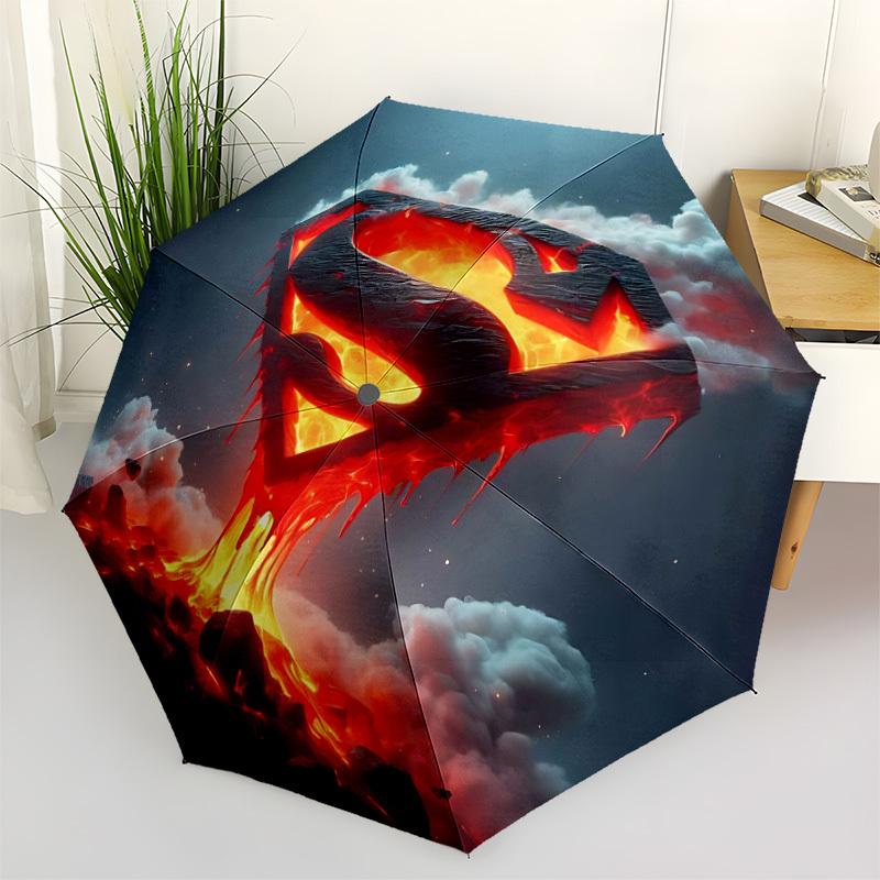 

1pc Superman Logo Automatic Folding Umbrella - Sturdy 8-Rib Polyester Canopy,Sun-Defying Travel Companion yy251023173