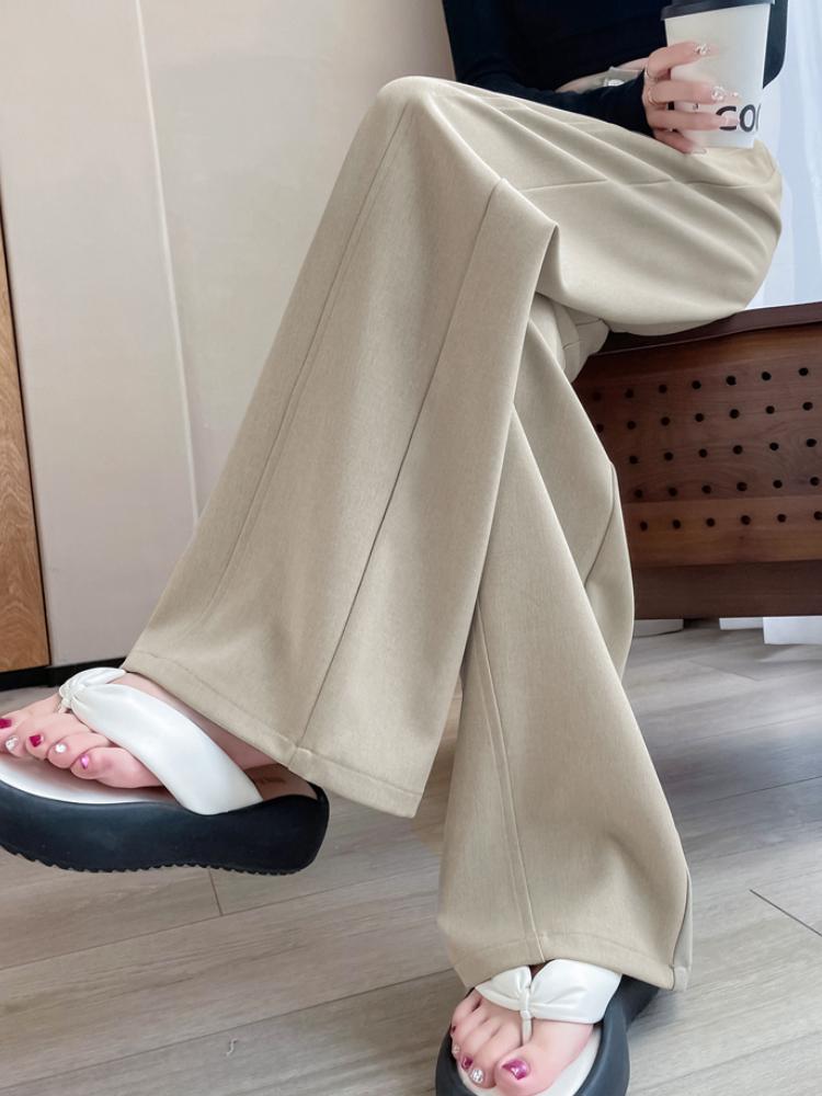 2025 Spring Summer Elegant Suit Wide-leg Pants Women's New Straight Mop Casual Trousers Narrow High Waist Drap Suit Pants