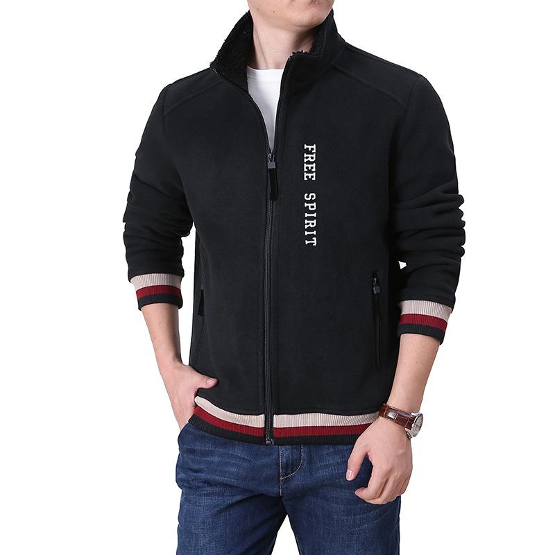 

Осень и зима, новая флисовая утолщенная теплая мужская флисовая куртка-свитер с воротником-стойкой 4XL