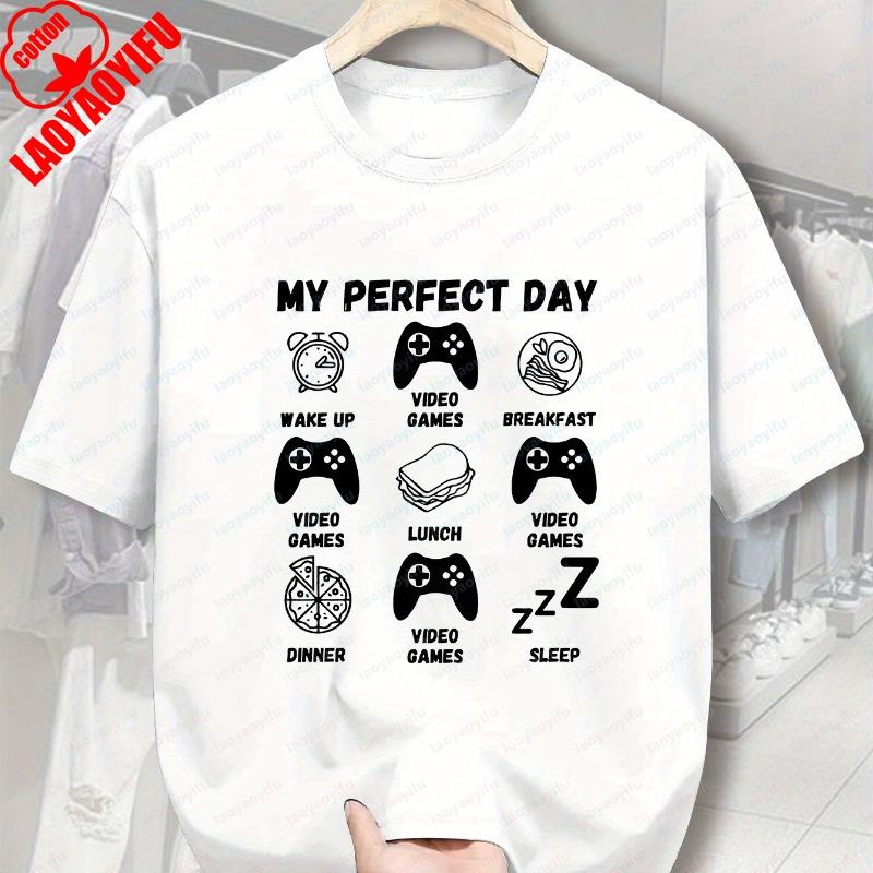 Casual Style Summer Shortsleev GamerS Ideal Day Graphic TShirt Relaxed Stylish Otaku Simple Printed Tops Ropa Hombre Unisex Tee