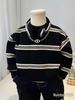 Boys' Stylish Striped Wool Sweater - Thickened Winter 2025 Knitwear