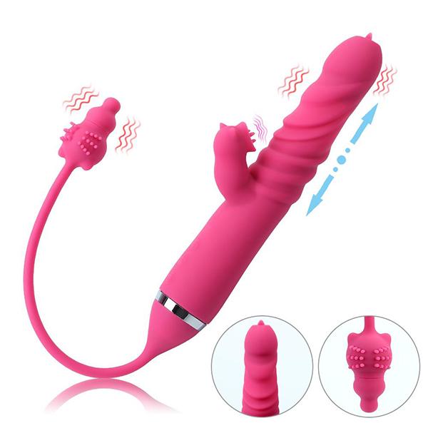 3 Modes Telescopic Dildo G -Spot Massage 10 Frequency Sex Toy for Women Tongue Licking Vibrator Vagina Clitoral Stimulator
