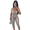 C25Jp339 European and American Women's Clothing Autumn and Winter New Style Elegant and Sexy Sleeveless Snake Print Suspender Slim Long Jumpsuit