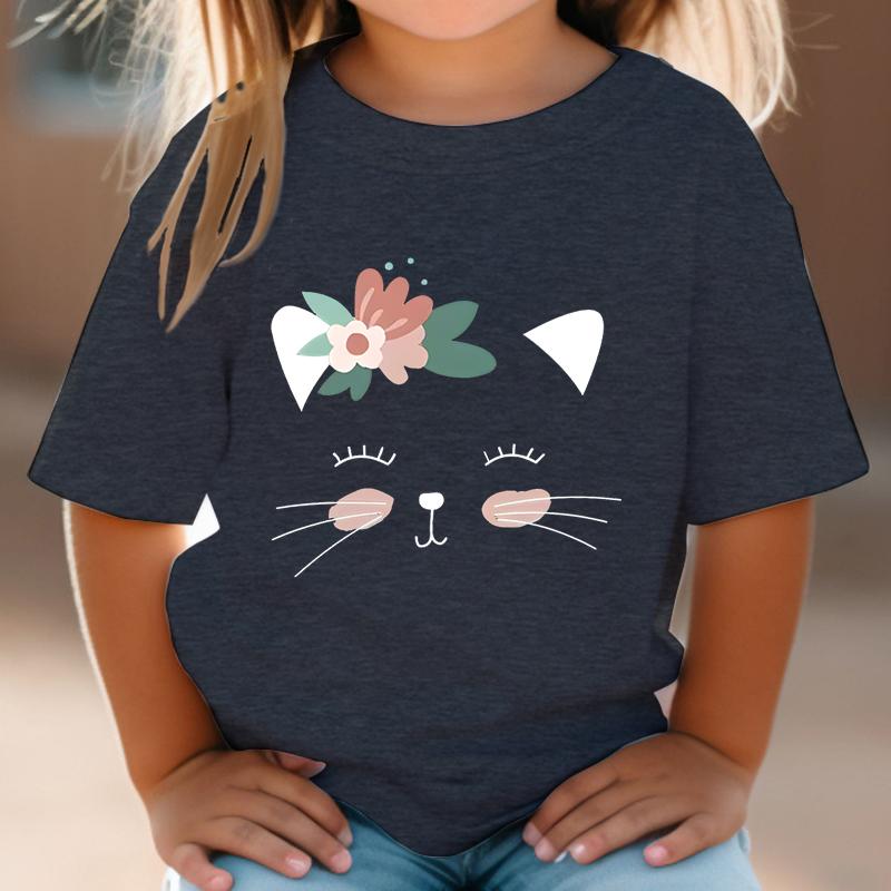 Kitten Nuggets Fast Food Cat T-Shirt Girls Tee Shirts Kids Fashion T-shirts Funny Cat Graphic Tops Cartoons Boys Shirts Clothes
