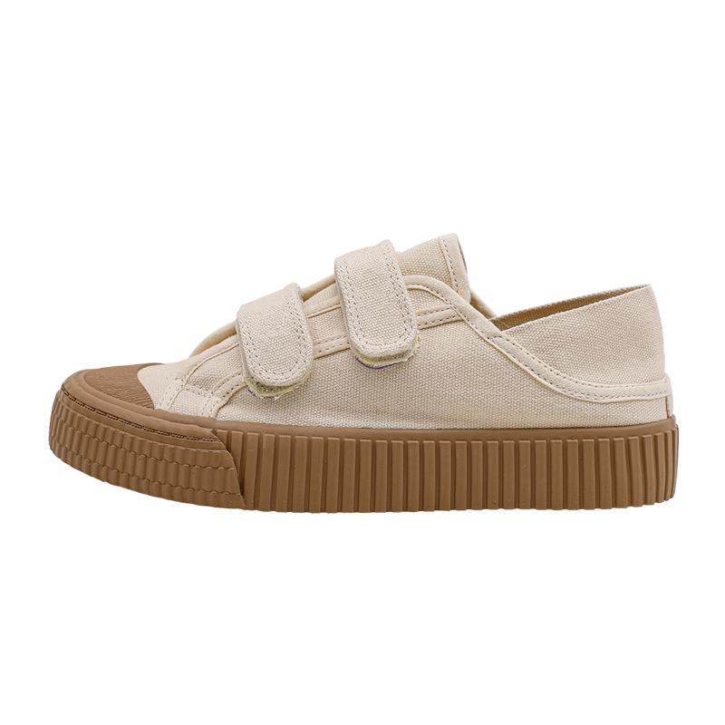 Macaron Kjeks Canvas Sko Lettvekt Latesko Borrelås Damesko Allsidige Hvite Sko