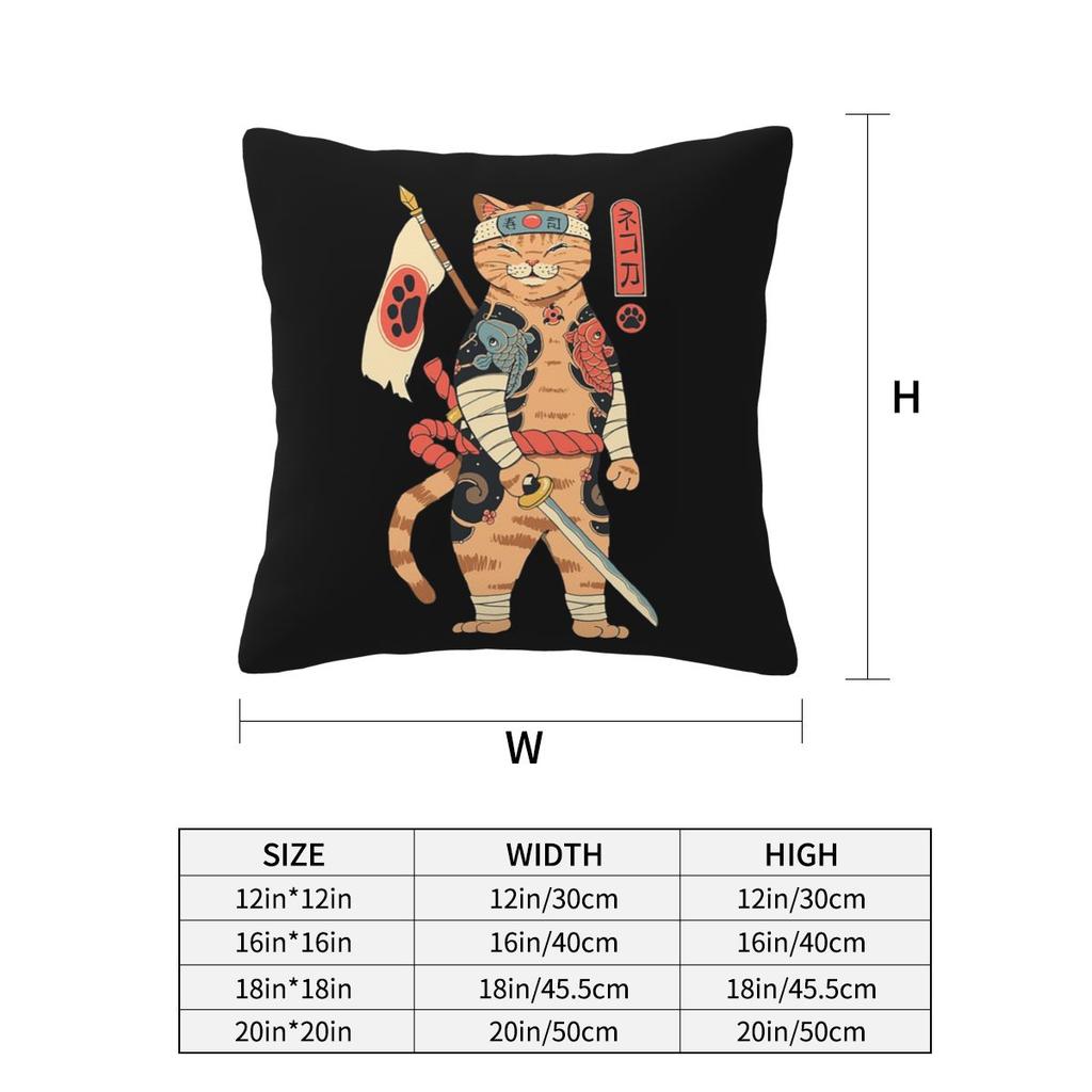 Neko Japanese Shinobi Cat Square Pillowcase Cushion Cover Pillow Case Throw Pillow Cover for Home Bedroom Car