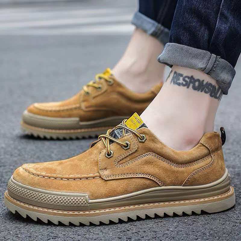 Summer Hot-Selling Cart Workwear Low-Top Casual Leather Shoes Genuine Leather Top Layer Outdoor Men'S Shoes Are Popular