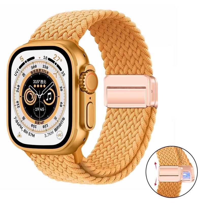 Nylon Braided Band For Apple Watch Series Ultra 3 2 1 49mm 11 10 46mm 42mm 9 8 7 45mm 41mm Magnetic Strap iWatch 6 5 SE 44/40mm Belt