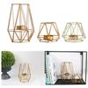3D Geometric Iron Art Candle Holder Modern Votive Candle Stand Tea Light Decor for Wedding Centerpiece