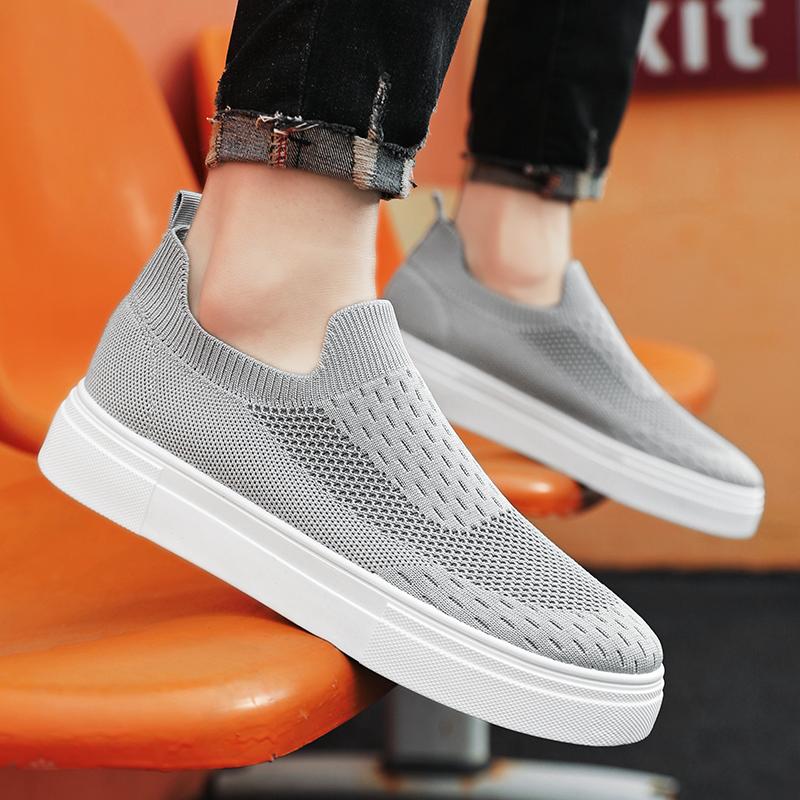 Breathable Summer Lightweight Knitted Mesh Men's Shoes Casual Work Canvas Shoes Black Color Sports Shoes Leisure Footwear
