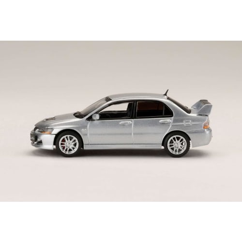 HJ64 1/64 Mitsubishi Lancer Evolution 9 GSR with Engine Display Model, Cool Silver Metallic, Finished